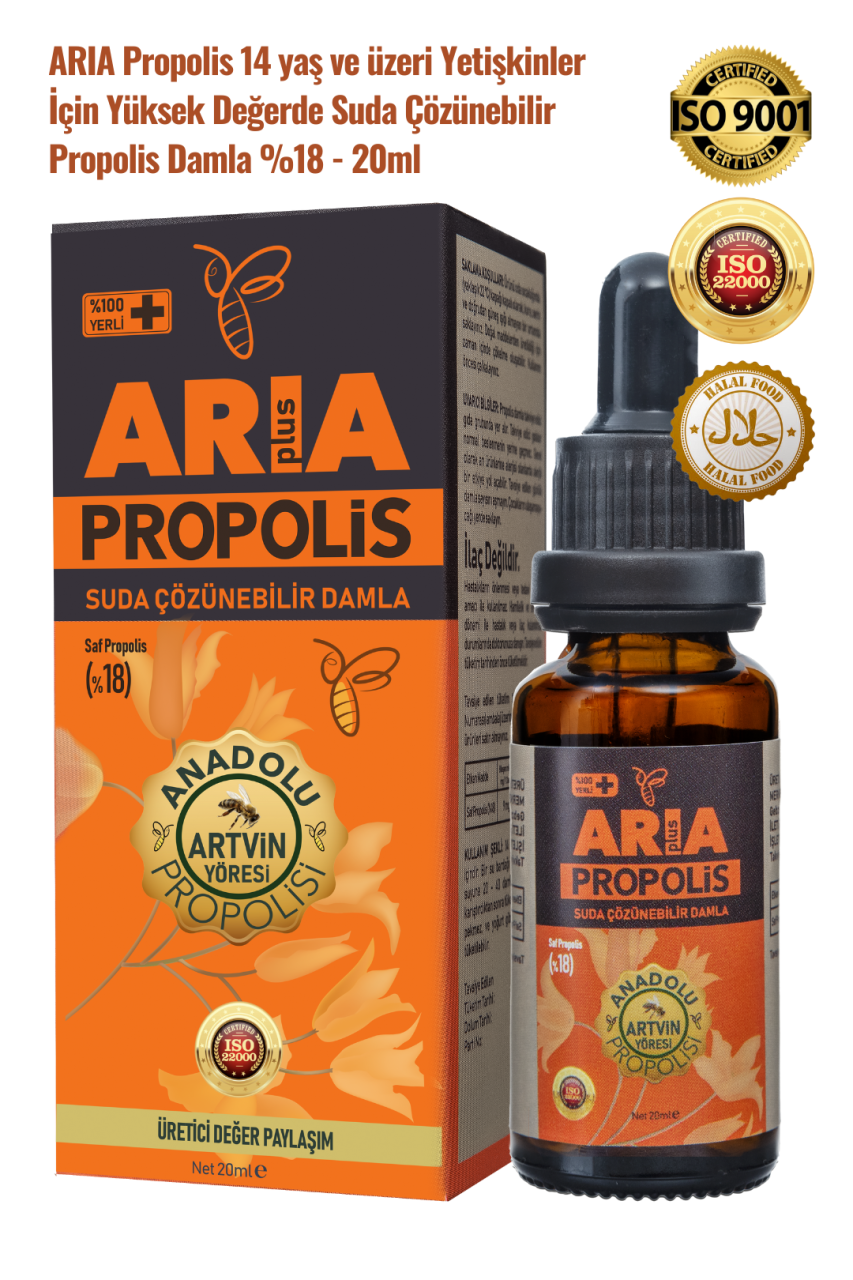 Yetişkinler İçin Suda Çözünebilir Yüksek Değerde Propolis Damla %18 - 20ml