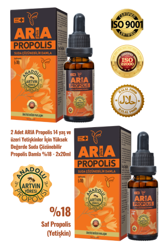 2 Adet Yetişkinler İçin Suda Çözünebilir Yüksek Değerde Propolis Damla %18 - 2x20ml