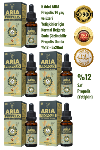 5 Adet Yetişkinler İçin Suda Çözünebilir Normal Değerde Propolis Damla %12 - 5x20ml